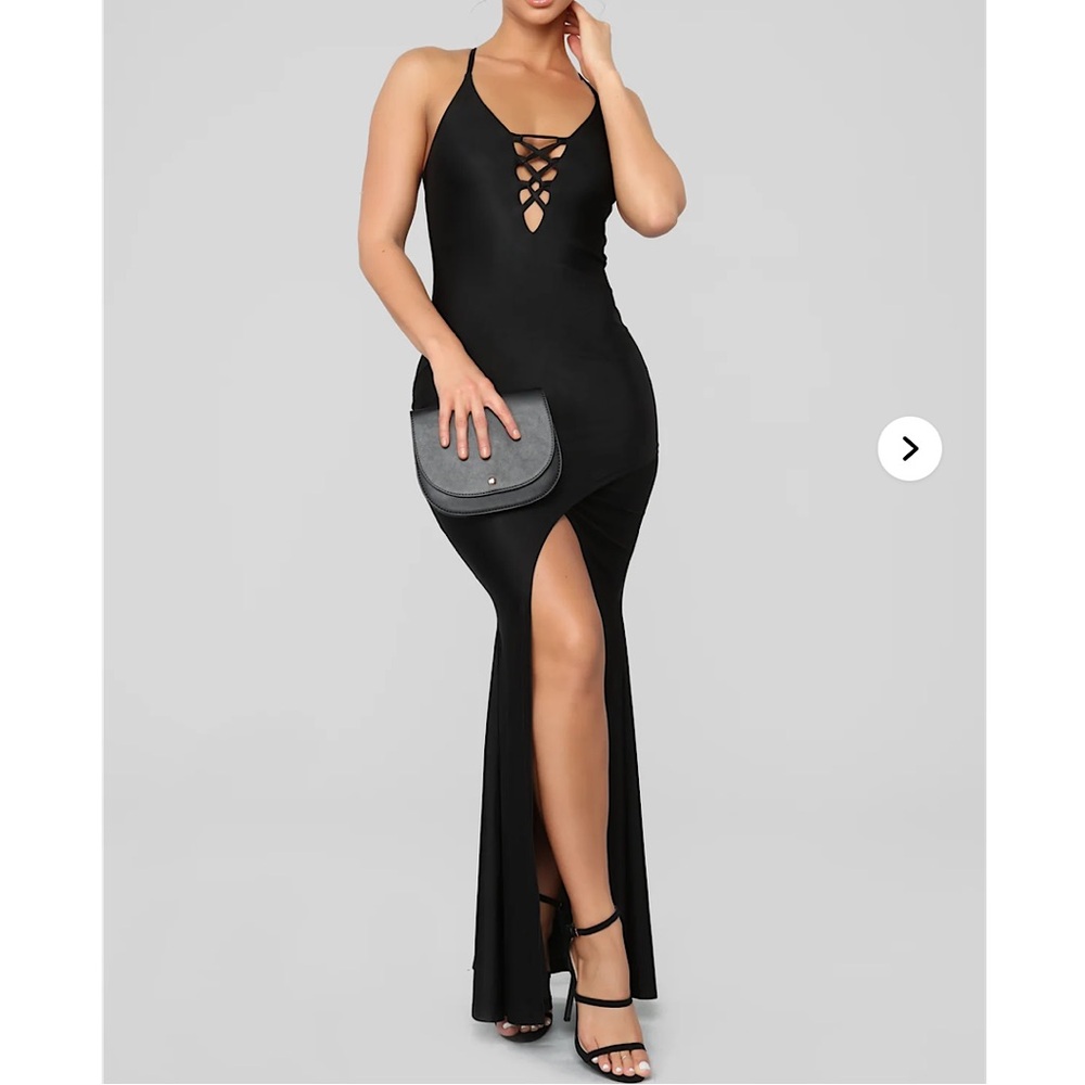 Azariah Lace Up Maxi Dress - Black - Picture 1 of 4